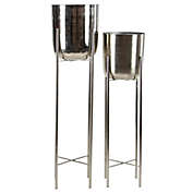 CosmoLiving by Cosmopolitan Glam Metal Planters in Silver (Set of 2)