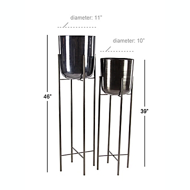 CosmoLiving by Cosmopolitan Glam Metal Planters in Black (Set of 2). View a larger version of this product image.