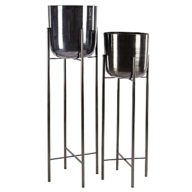 CosmoLiving by Cosmopolitan Glam Metal Planters in Black (Set of 2). View a larger version of this product image.