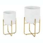 Alternate image 0 for Ridge Road Decor 2-Piece Contemporary Round Metal Planter Set