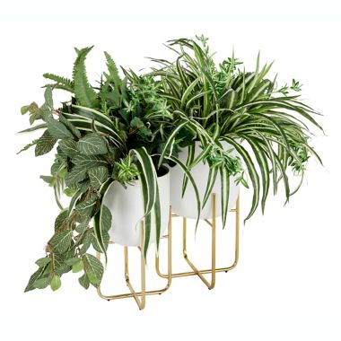Ridge Road Decor 2-Piece Contemporary Round Metal Planter Set. View a larger version of this product image.