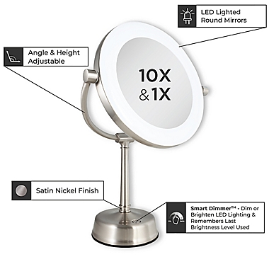 Zadro&reg; Lexington 10X/1X Customizable Sunlight LED Lighted Vanity Mirror. View a larger version of this product image.