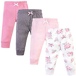 Hudson Baby® 4-Pack Floral Basic Cotton Pants in Pink