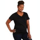 Alternate image 0 for Motherhood Maternity&reg; 1X V-Neck Side Ruched Maternity Tee in Black
