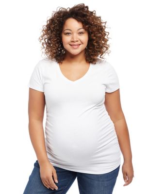 Motherhood Maternity&reg; 3XL Side Ruched Short Sleeve Maternity Top in White