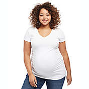 Motherhood&reg; Maternity 3X Side Ruched Short Sleeve Maternity Top in White