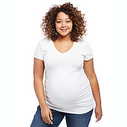 Motherhood Maternity® 3XL Side Ruched Short Sleeve Maternity Top in White