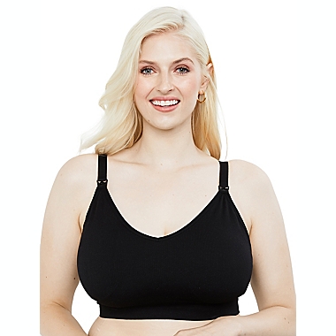 Motherhood Maternity&reg; 2X Plus Size Seamless Rib Knit Maternity and Nursing Bra in Black. View a larger version of this product image.