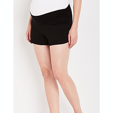 Motherhood Maternity&reg; Medium Ruched Waist Maternity Sleep Shorts in Black. View a larger version of this product image.
