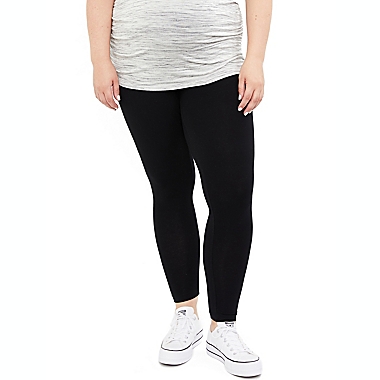 Motherhood Maternity&reg; Plus Size Secret Fit Belly Basic Maternity Leggings in Black. View a larger version of this product image.