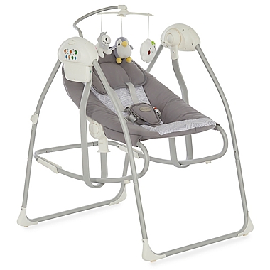 Dream On Me Sway 2-in-1 Infant Cradling Musical Swing and Rocker in Grey. View a larger version of this product image.