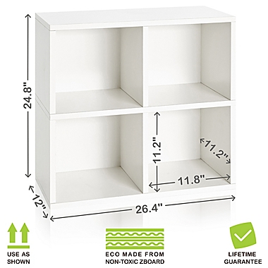 Way Basics Eco 4-Cubby Bookcase Organizer in White. View a larger version of this product image.