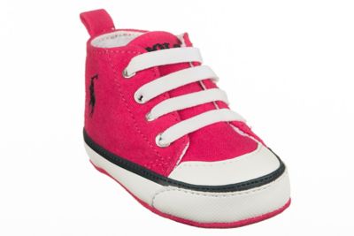 Ralph Lauren Layette Canvas Lace Up Hi Top Sneaker in Pink