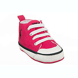 Ralph Lauren Layette Size 0-6W Canvas Lace Up Hi Top Sneaker in Pink