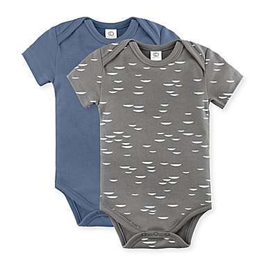 Colored Organics 2-Pack Crater Short Sleeve Organic Cotton Bodysuit in Pewter. View a larger version of this product image.
