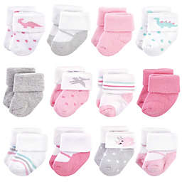 Hudson Baby® 12-Pack Size 0-3M Dino Socks in Pink