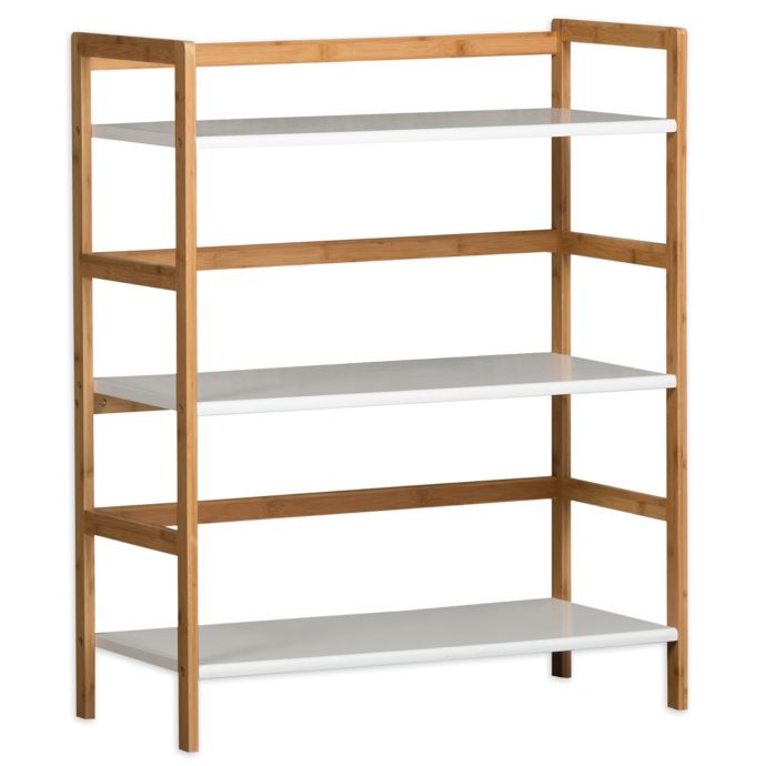 3 Tier Bamboo Frame Stackable Bookshelf In White Bed Bath Beyond