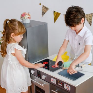 Teamson Kids Milano Modern Play Kitchen in Grey. View a larger version of this product image.
