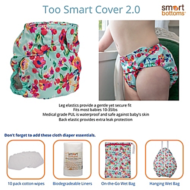smart bottoms&reg; Too Smart Floral Diaper Cover in Blue. View a larger version of this product image.
