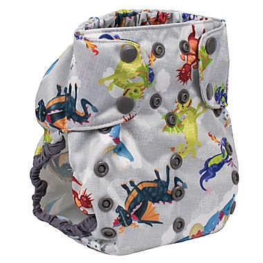 smart bottoms&reg; Too Smart Dragon Diaper Cover in Grey. View a larger version of this product image.