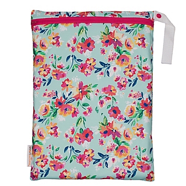 smart bottoms&reg; Aqua Floral On-The-Go Wet Bag in Blue. View a larger version of this product image.