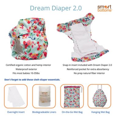 smart bottoms&reg; Dream 2.0 Floral Cloth Diaper in Aqua. View a larger version of this product image.