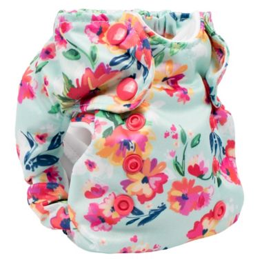 smart bottoms&reg; Born Smart 2.0 Floral Cloth Diaper in Aqua. View a larger version of this product image.