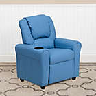 Alternate image 1 for Flash Furniture Vinyl Recliner with Headrest and Cup Holder in Light Blue