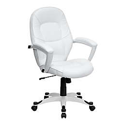 Flash Furniture Mid-Back Faux Leather Executive Office Chair in White