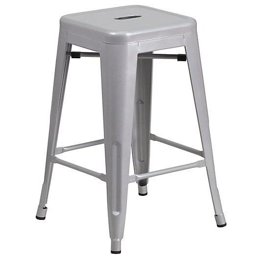 Flash Furniture Backless Square Metal, 24 Inch Backless Metal Bar Stools With Backs