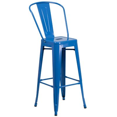 Blue Bar Stools With Backs Bed Bath, Blue Kitchen Stools With Backs