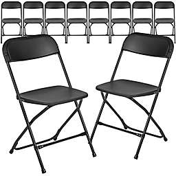 Flash Furniture Plastic Folding Chairs in Black (Set of 10)