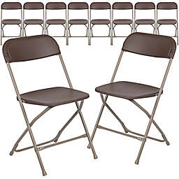 Flash Furniture Plastic Folding Chairs in Brown (Set of 10)