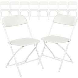 Flash Furniture Plastic Folding Chairs in White (Set of 10)