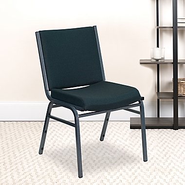 Flash Furniture Heavy-Duty Metal Stacking Chair in Green Polyester. View a larger version of this product image.