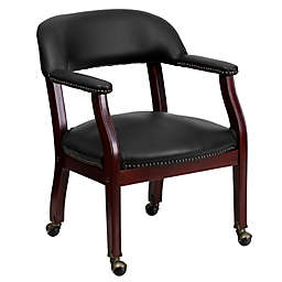 Flash Furniture Vinyl Office Arm Chair with Casters in Black