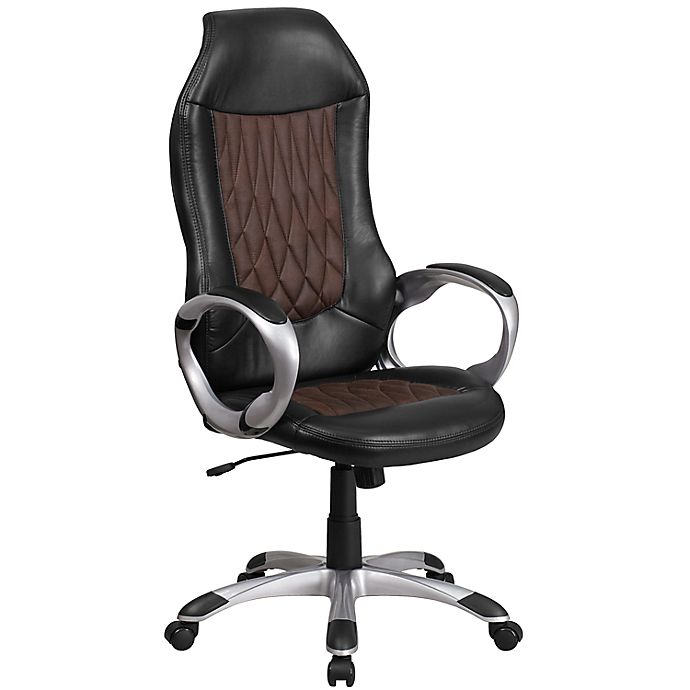 Flash Furniture Fabric/Vinyl Swivel Office Chair in Black/Brown
