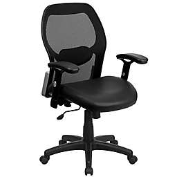 Flash Furniture 38-Inch - 47.9-Inch Leather/Mesh Office Chair in Black