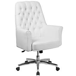 Flash Furniture Mid-Back Tufted Leather Executive Office Chair in White