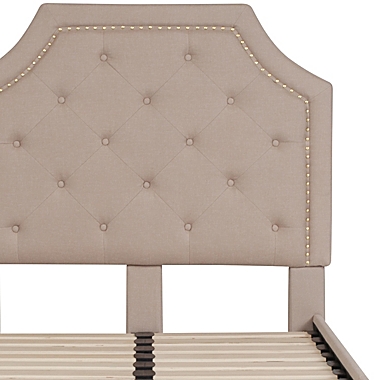 Flash Furniture Brighton Twin Upholstered Platform Bed in Beige. View a larger version of this product image.