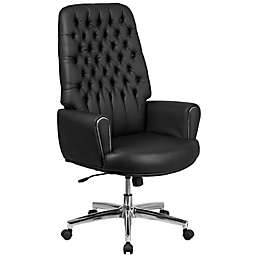 Flash Furniture Traditional Leather High Back Office Chair in Black