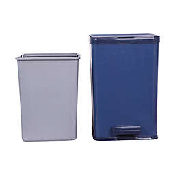 Simply Essential™ 2.25-Gallon Rectangle Step Trash Can in Blue/Grey