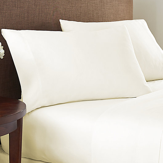 Alternate image 1 for Nestwell™ Cotton Sateen 400-Thread-Count Twin XL Fitted Sheet in Egret