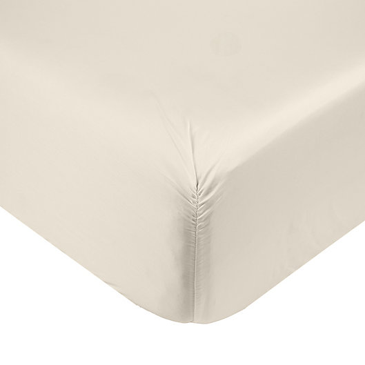 Alternate image 1 for Nestwell™ Cotton Sateen 400-Thread-Count Twin XL Fitted Sheet in Oatmeal