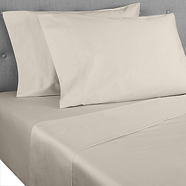 Nestwell&trade; Cotton Sateen 400-Thread-Count Queen Flat Sheet in Oatmeal. View a larger version of this product image.