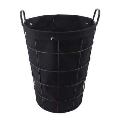 Squared Away&trade; Iron Wire Laundry Hamper in Black With Liner
