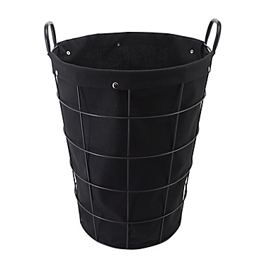 Squared Away&trade; Iron Wire Laundry Hamper in Black With Liner. View a larger version of this product image.