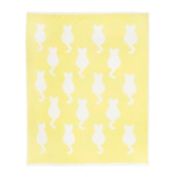Tadpoles Cat Chenille Blanket in Yellow