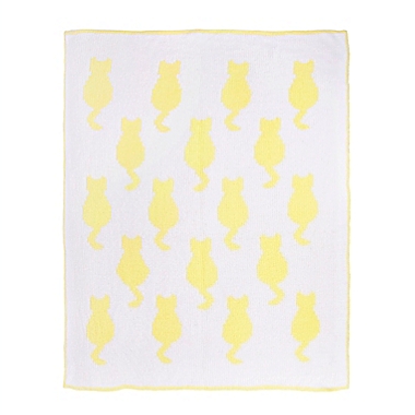Tadpoles Cat Chenille Blanket in Yellow. View a larger version of this product image.