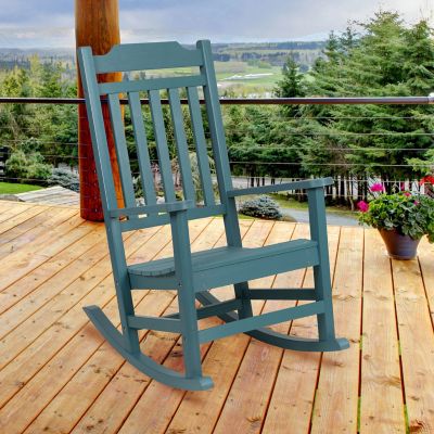 Flash Furniture All-Weather Faux Wood Rocking Chair in Teal